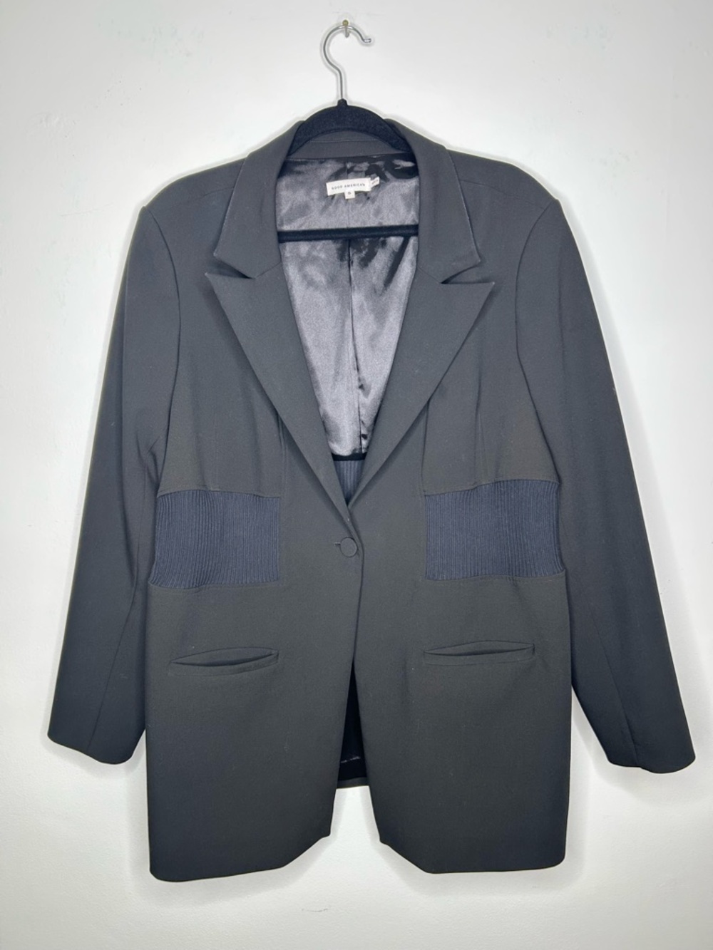 Good American Sculpted One Button Black Blazer Size 5